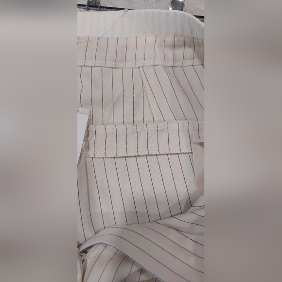 Elegant Cream Striped Women's Wide Leg Pants - Picture 9 of 9